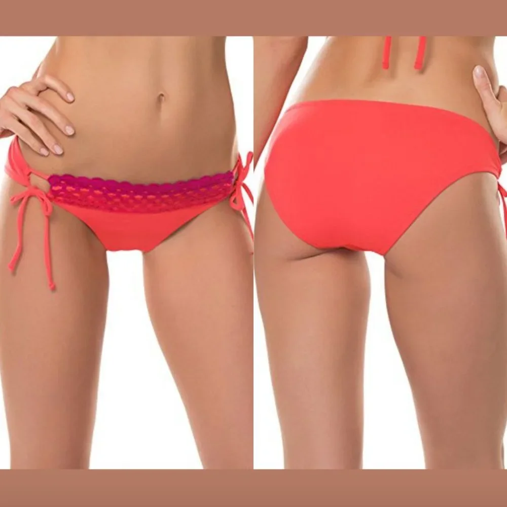 NEW Becca Loop Tie‎ Side Hipster Bikini Bottom Sunrise [ SZ Medium ] #3983